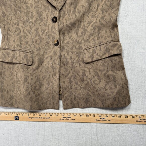 Vintage Armani Collezioni Blazer Tailored Jacquard Brown Two Button Jacket 12 - Picture 9 of 13